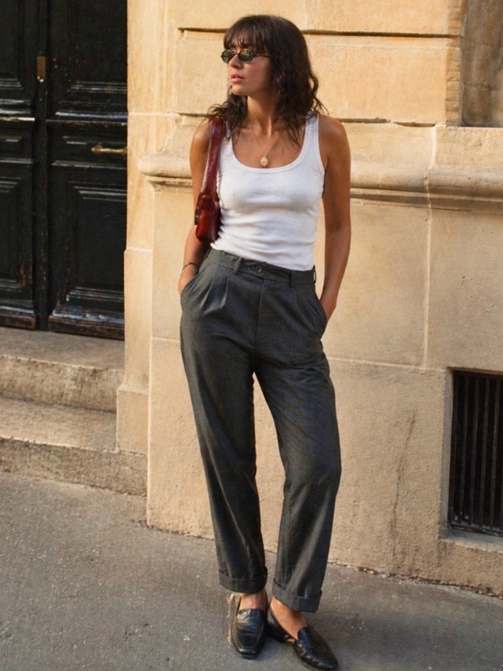 Lauren Ralph Lauren Gray Pleated Cuffed Trousers | Minimalist Neutral Classic 34